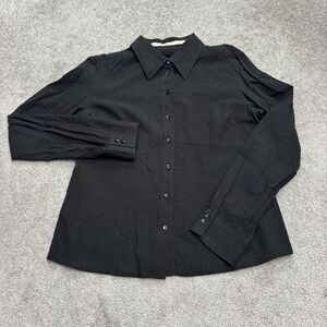 Gardeur Button Down Shirt Womens 42 Us 12 Black Long Sleeve Cotton Classic Top